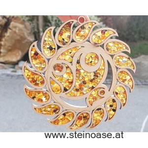 Fensterbild Suncatcher Bernstein - STERNENRAD Ø 11cm
